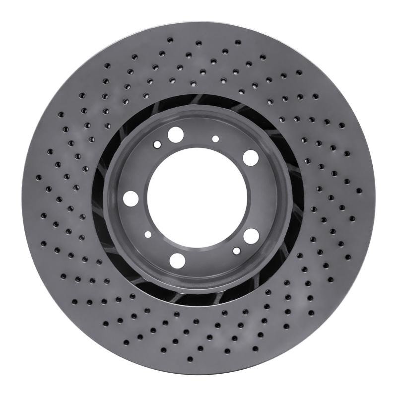 Porsche 911 Brake Rotor (1) - Right Front - R1 Concepts - Drilled GeoSPEC Coated - `98-`12